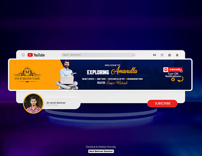 Unique business YouTube channel banner Design social media cover