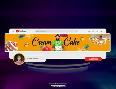 Food Vlogging YouTube channel art banner Design food food banner social media cover