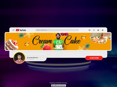 Food Vlogging YouTube channel art banner Design food food banner social media cover