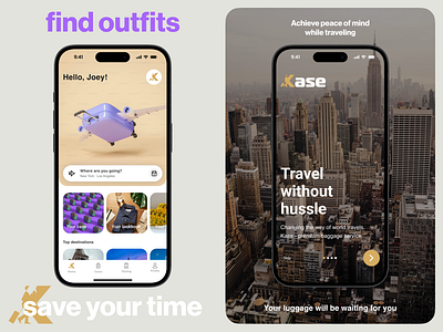 Kase travel app design concept mobile app outfits suitcase travel ui ux