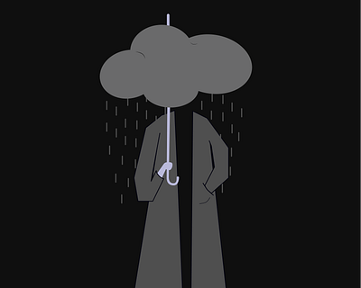 under a cloud adobe illustrator depression emotional emotions graphic design minimal sad sadness vector