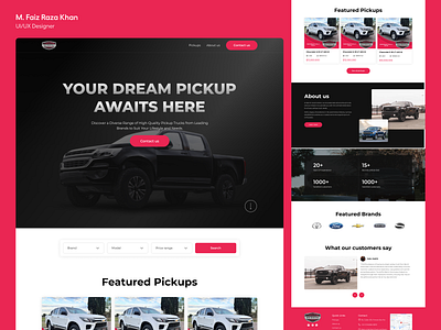 Pickup Trucks Website cars website design landing page pickup truck website truck website ui ui design ux ux design web design