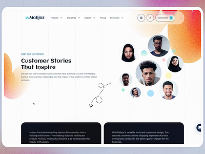 Mahjoz - Services Management (Customer stories) business success stories client feedback design customer centric design customer engagement design customer experience design interactive storytelling lottie animation mahjoz customer stories mahjoz platform design professional online presence saas platform design saudi arabia tech design service based business tools service management platform storytelling in design ui animation uiux design user interface design user testimonials ui web app design