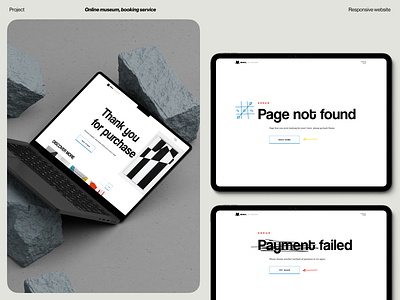 Online museum external screens error page external screens landing page minimalism museum thank you page ui web design