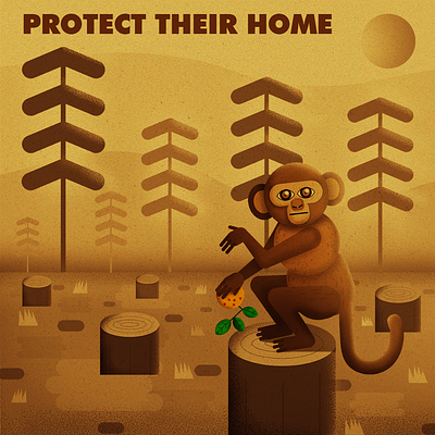 Protect their home animal deforestation forrest illustration landscape monkey nature sustainability vector