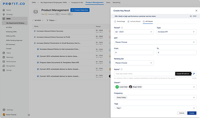 Create Key Result design key result okr profit.co ui ux