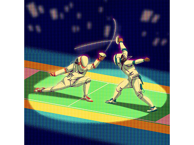 Every duel is a dance 🤺 adobe brush digitalillustration duel dynamic fencing illustration muti olympics sport sportillustration sword texture