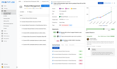 Key Result Quick View design key result okr profit.co ui ux