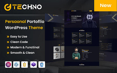 Techno Personal Portfolio WordPress Theme business clean consulting designer photographer video