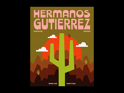 Hermanos Gutierrez Poster cactus concert cowboy desert event gig gig poster hermanos gutierrez illustration music poster ranch texture typography vector western