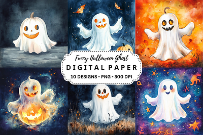 Funny Halloween Ghost Background digital graphic design mugs paper