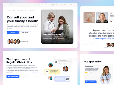 Health Clinic, Medical Services Landing Page ad appointment blue booking check up clinic conversion cta doctor health healthcare interactive landing page medical medicine ui white