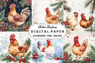 Chicken Christmas Background mugs