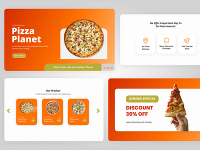 Pizza Planet - Mouthwatering Pizza Restaurant Landing Page app branding design graphic design illustration landing page logo pizza ui ui ux vector