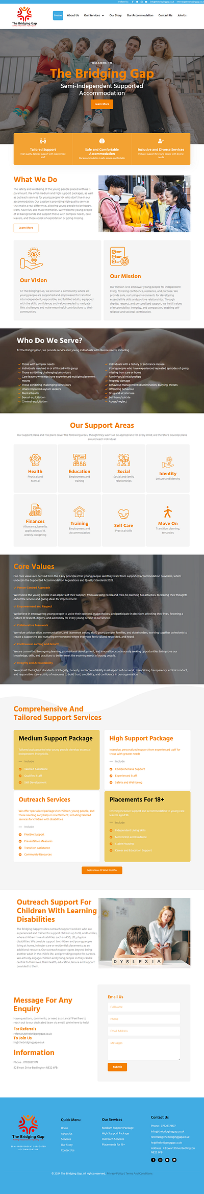 Social Welfare Website | The Bridging Gap | WordPress responsive webdesign wordpress