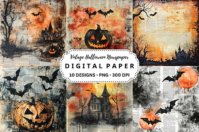 Vintage Halloween Newspaper Background tumbler wrap