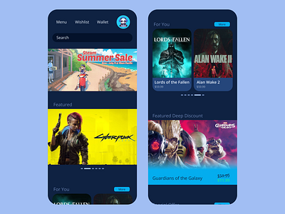 Steam Redesign (Mobile Home Screen) app design gaming mobile design ui