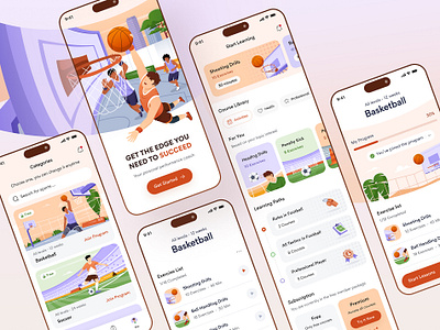 Sports Practice Design with Custom Illustrations app dashboad design ui ui design ux web