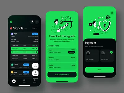 365 Crypto Signals App alerts android buy clean crypto crypto app crypto signals ios app minimal mobile app design modern notification payment sell signals ui ux wallet app web3