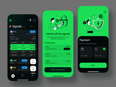 365 Crypto Signals App alerts android buy clean crypto crypto app crypto signals ios app minimal mobile app design modern notification payment sell signals ui ux wallet app web3