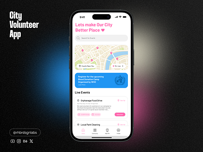 City Volunteer App app branding design figma graphic design illustration logo ui ux vector