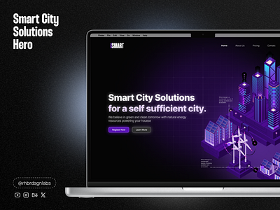 Smart City Solutions Hero Section app branding design figma graphic design illustration logo ui ux vector