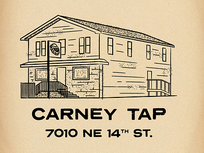 Carney Tap, Building Illustration aged paper alcohol ankeny architecture bar beer brick building drawing drinking house illustration iowa liquor neighborhood pub saloon taphouse tavern vintage