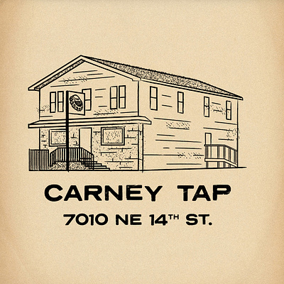 Carney Tap, Building Illustration aged paper alcohol ankeny architecture bar beer brick building drawing drinking house illustration iowa liquor neighborhood pub saloon taphouse tavern vintage