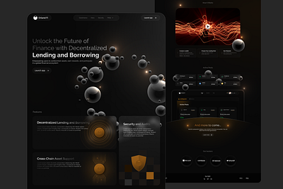 Landing page for a DeFi project (Lending and borrowing) dark defi graphic design homepage lend and borrow ui web3