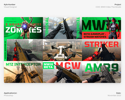 COD: MWIII Video Thumbnails branding call of duty custom thumbnails graphic design thumbnails video thumbnails youtube