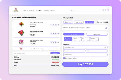 Credit Card Checkout check out checkout page credit card checkout daliy ui online flowershop shopping website ui ui design ui website uiux uiux design