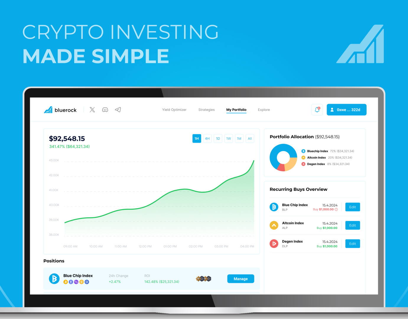 Permissionless Crypto Index Investing bitcoin blockchain clean design clean ui crypto crypto dashboard crypto index crypto indices crypto investing decentralized defi ethereum investing newbie crypto permisionless ui uiux ux