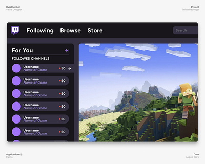 Twitch Redesign: New Menu desktop overhaul twitch ui ui design ui redesign ux