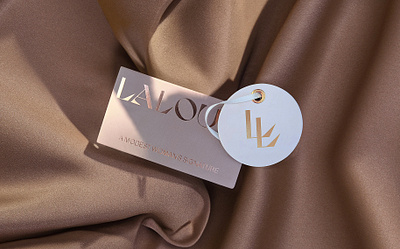 Lalouni The Label - Packaging Design apparel box clothing contemporary fashion gold foil hangtag labels logo luxury minimalist modest packaging palm shipping box sportswear swimwear