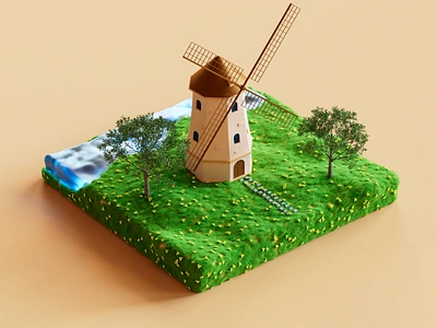 The Netherlands Windmill 3d branding graphic design holland netherlands windmill