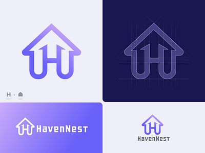 Letter H home logo branding creative logo design gradient home house icon illustration logo logo design logo designer logos minimal modern logo property real estate set unique logo