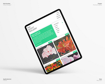 Framer Site – Pat Scott Gallery Tablet View cms framer gallery mobile ui responsive design tablet ui ui web design