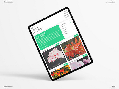 Framer Site – Pat Scott Gallery Tablet View cms framer gallery mobile ui responsive design tablet ui ui web design