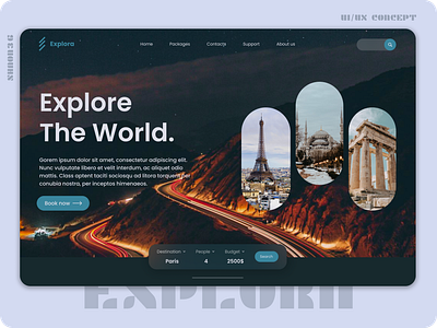 Explora - Website Landing Page UI Design appdesign branding design graphic design illustration landingpage ui uidesign uiux ux uxdesign