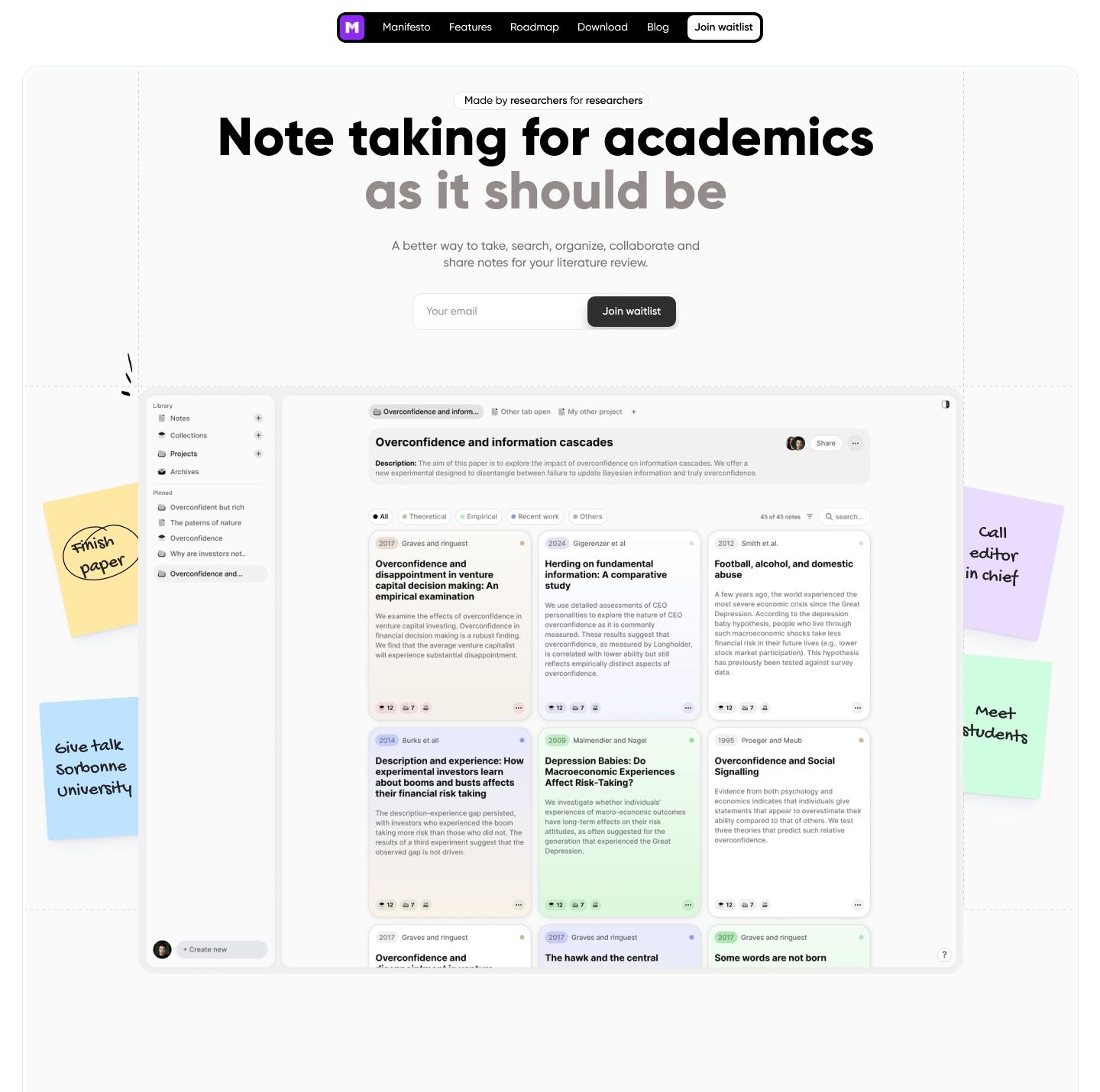 Landing page for Milton.so above the fold hero section landing page modern saas waitlist page