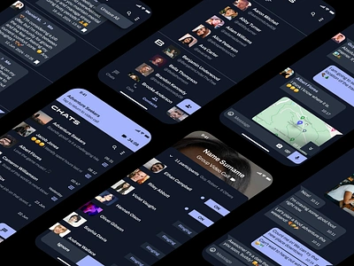 BEEM Chat App in Dark Theme app audio chat dark design digital emoji feed location map message mobile share text theme ui ui design uiux ux video