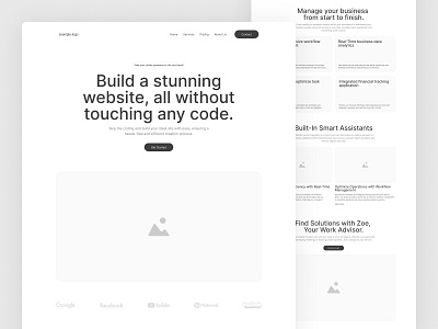 Landing Page - Wireframes clean design figma gray landing landingpage minimal mockup saas uiux ux website white wireframe wireframes