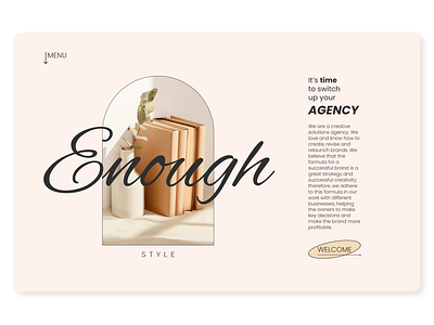 The concept of the site's main screen for Enough agency landing page style ui webdesign