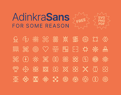 Adinkra Sans Icons (50 minimal icons) - free download adinkra africa asante ethnic ghana graphic design grid icon design icons pixel perfect poster symbols typography