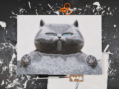 Figaro, studio cat cats collage dribbble scissors studio