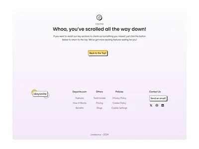 Footer Section for Landing Page of Dayonite. figma footer footer section landing footer landing page landing section ui