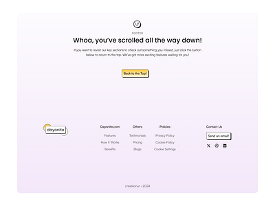 Footer Section for Landing Page of Dayonite. figma footer footer section landing footer landing page landing section ui