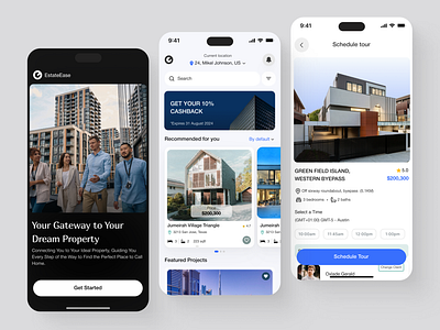 EstateEase - Real Estate Mobile app app design design home interface mobile app design mobileapp mortgage product design property property finder property finder app real estate real estate app ui uiux uiux design ux ux design