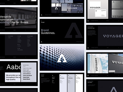 VOYAGER - Brand Guidelines for the transportation company attribites brand architecture brand book branding colors design logotype fonts graphic design guidebook logo style guide tone of voice typography vision visual identity wordmark