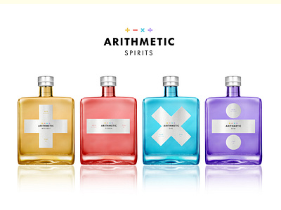 Packaging concepts for Arithmetic Spirits bottle color contermporary design gin graphic design labels liquor logo minimalist modern packaging rum spirits vodka whiskey